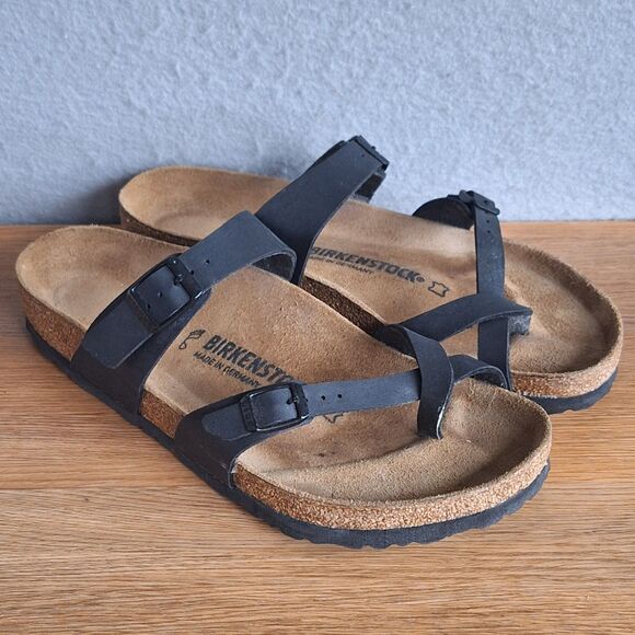 Birkenstock Mayari Sandal Women’s 41 US 10 10.5 Black Regular Leather Birko-Flor - Picture 1 of 11